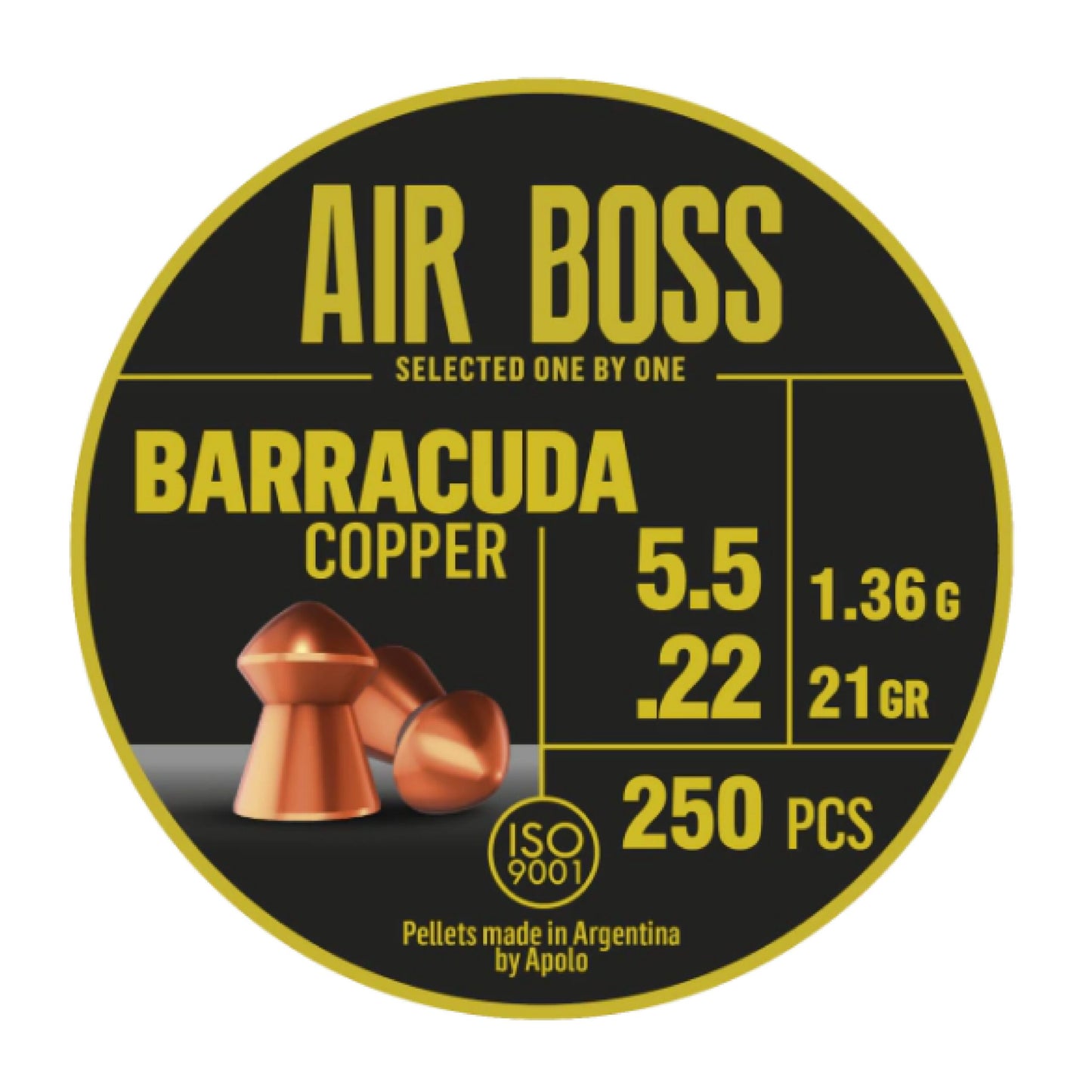 DIABOLOS APOLO AIR BOSS BARRACUDA COPPER .22X250 21GR