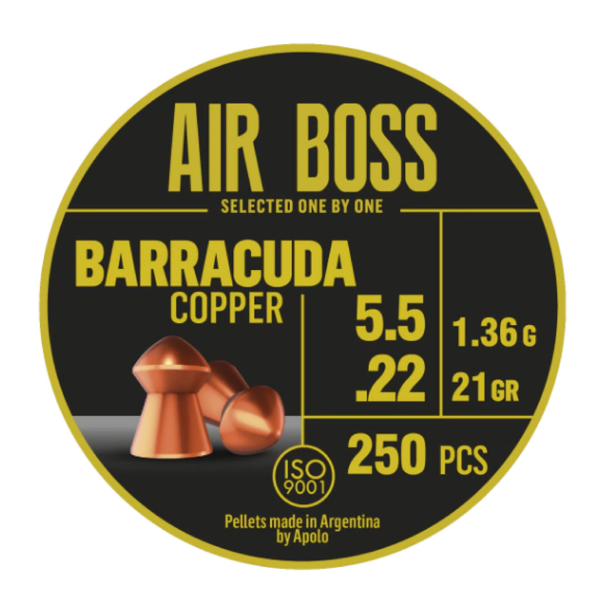 DIABOLOS APOLO AIR BOSS BARRACUDA COPPER .22X250 21GR