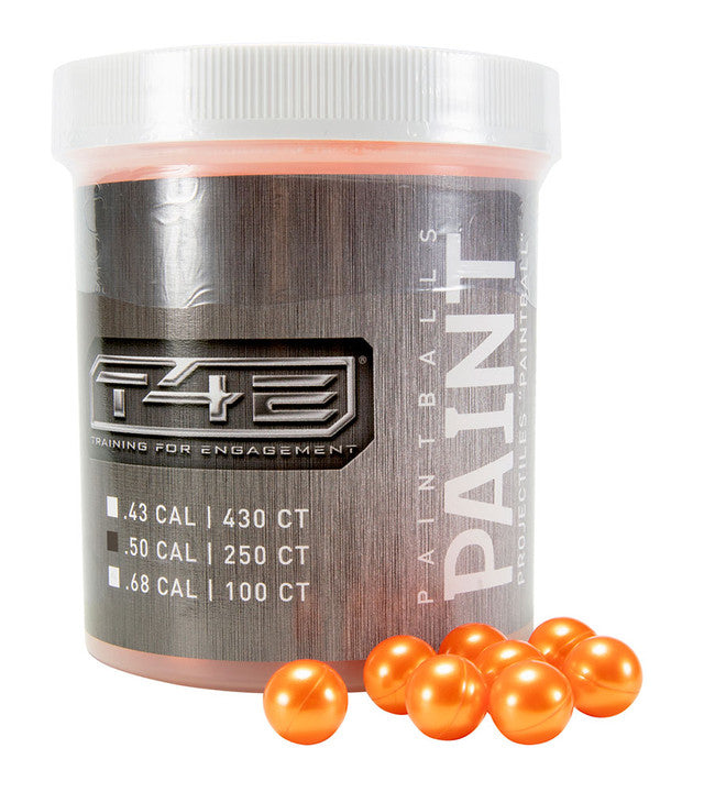 Bolas de pintura T4E calibre .50, 250 unidades, color naranja